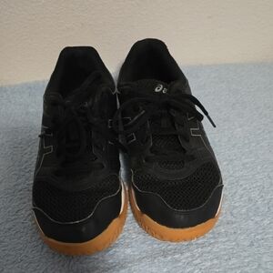 Asics Black and Tan Athletic Shoes with Gum Sole